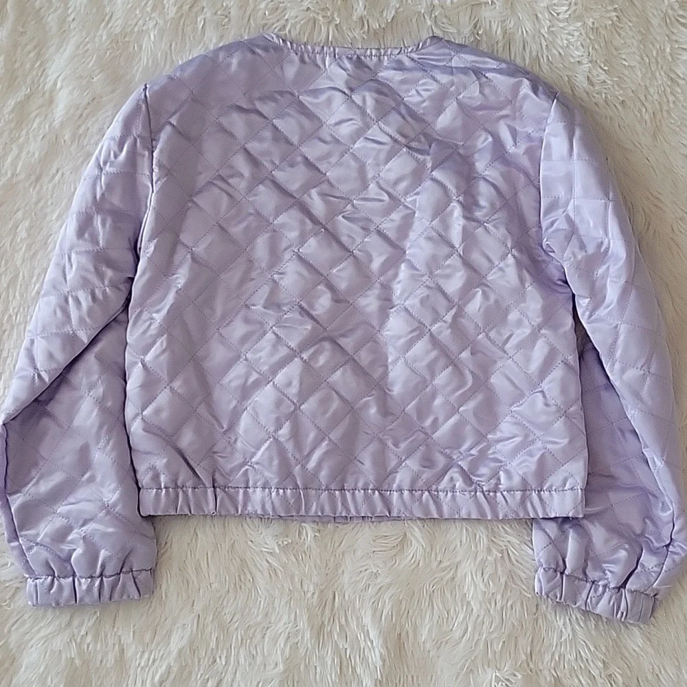Disney Store Frozen Embroidered Lavender Quilted Jacket Girl Size 9/10